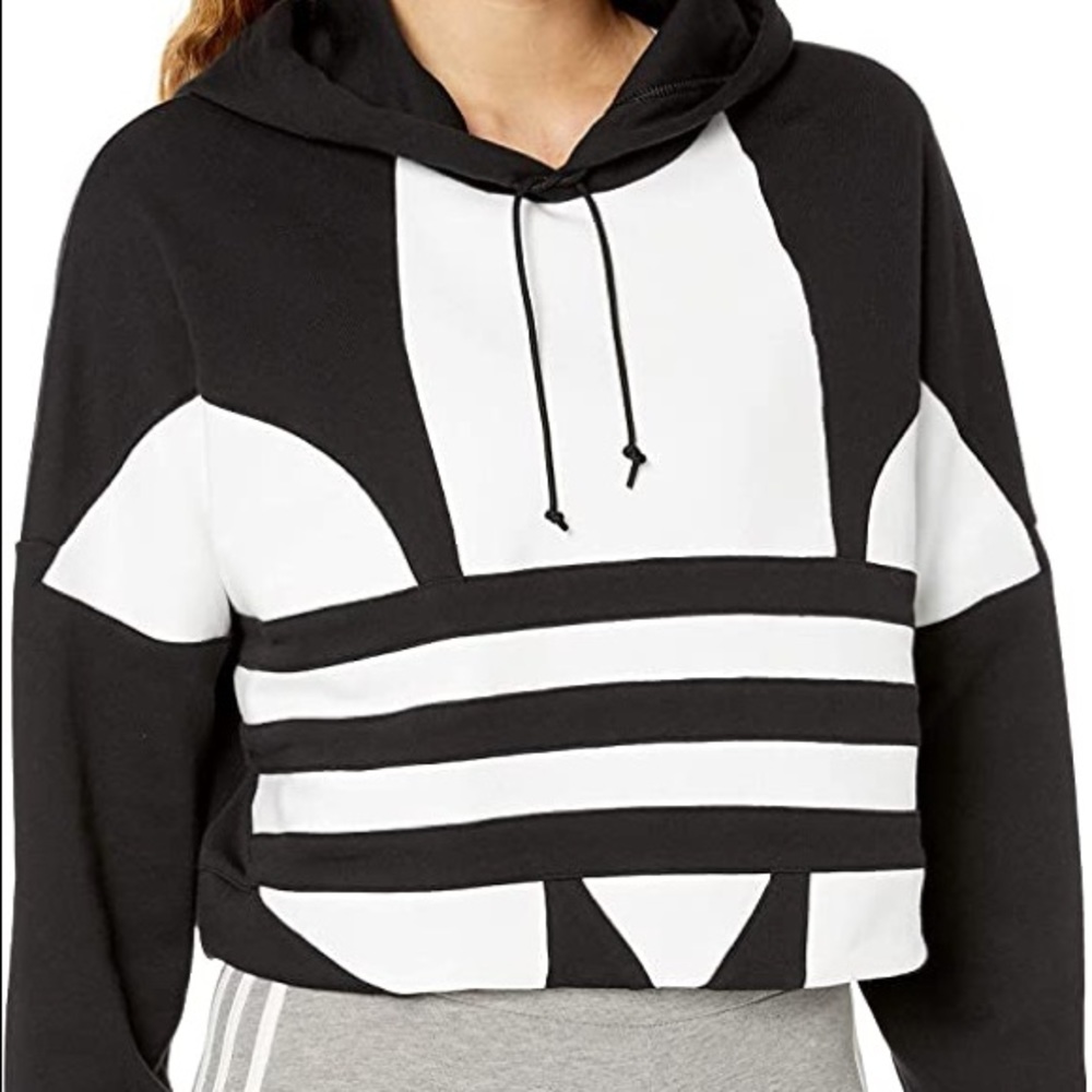 adidas Originals Women's Large Logo Cropped Hoodie Sweatshirt